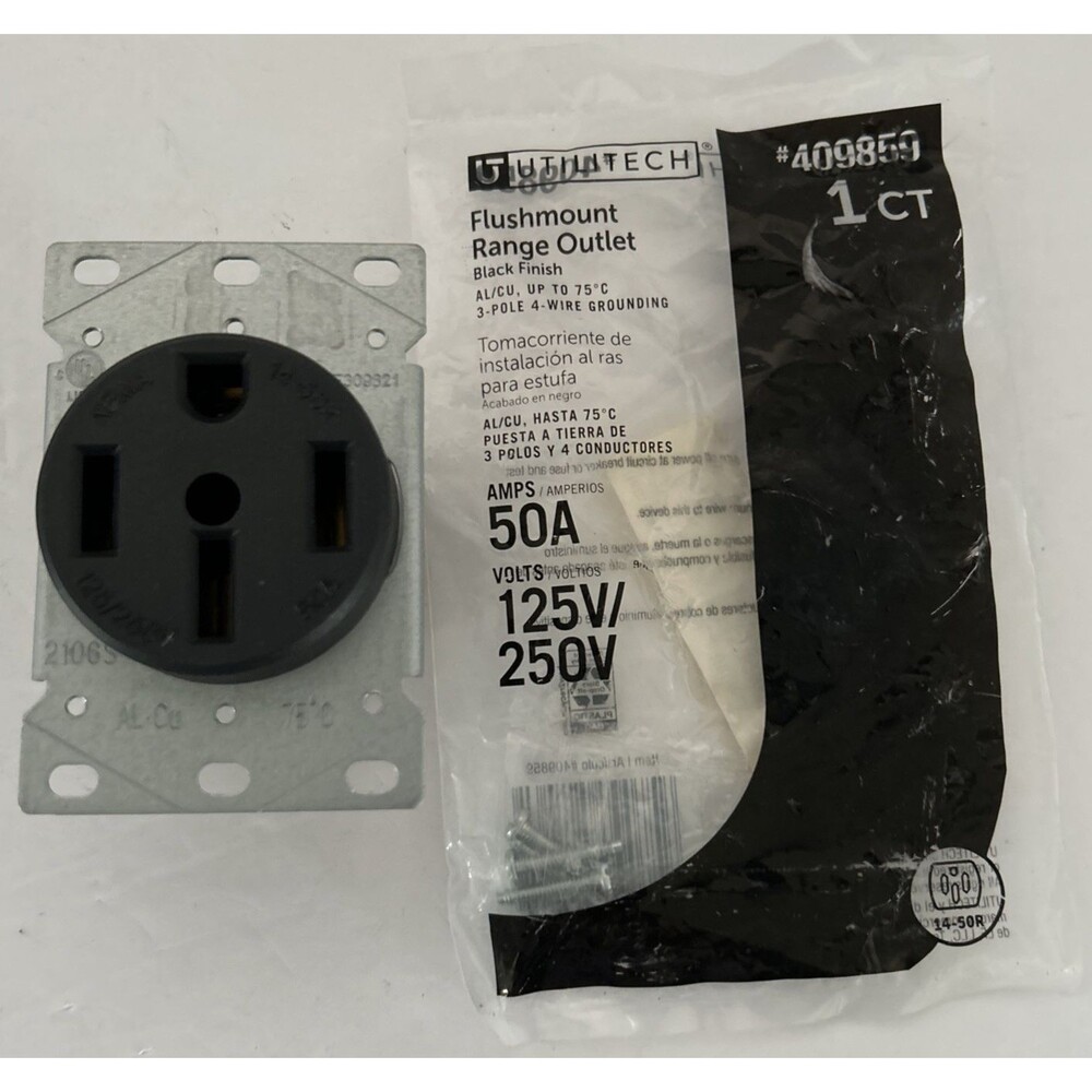 Utilitech Flushmount Range Outlet 0409859 50A-125V/250V 14-50R NEW